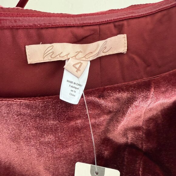 Anthropologie Velvet Long Sleeve Dress in Burgundy Hutch NWT size 4 - Picture 7 of 12